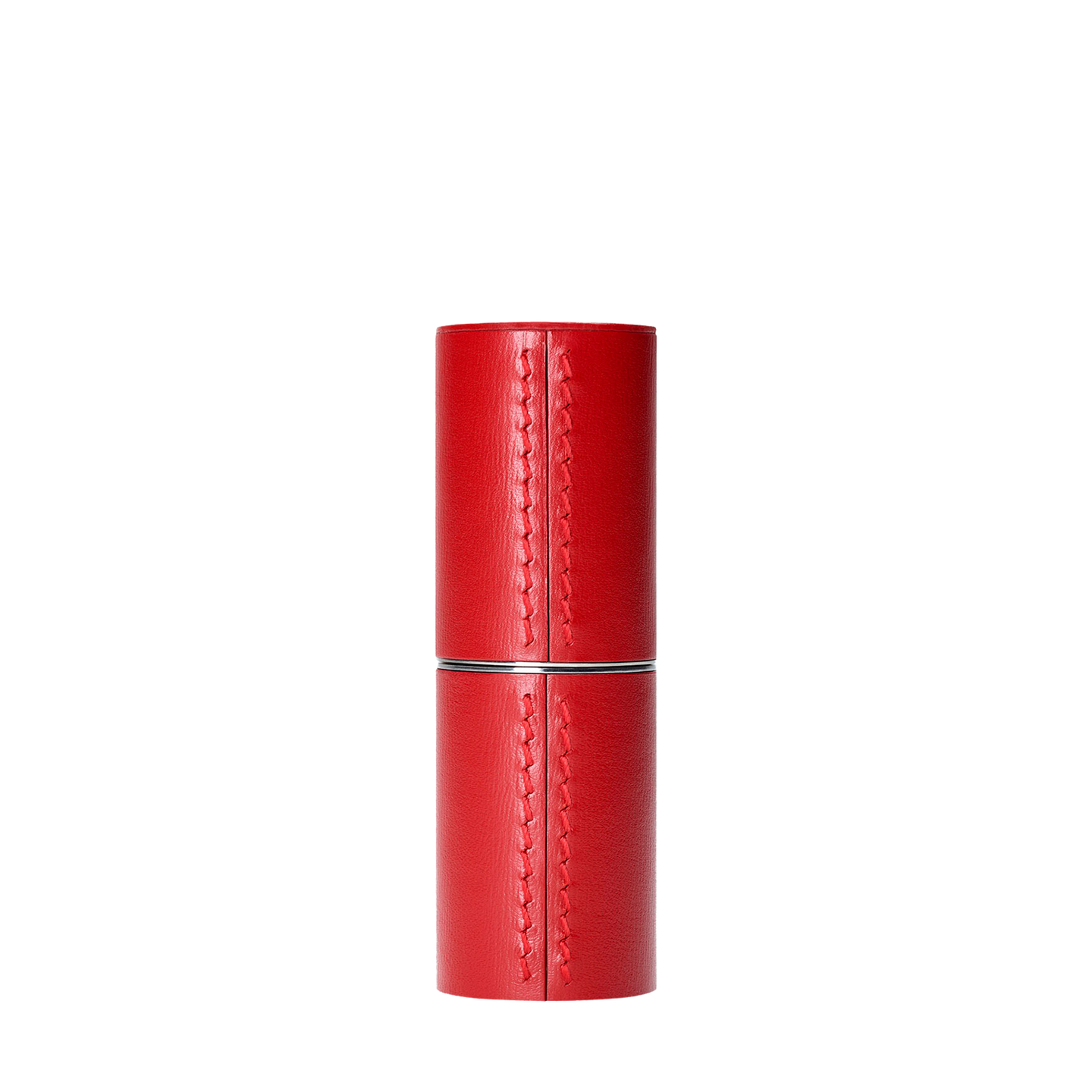 Refillable Red fine leather lipstick case