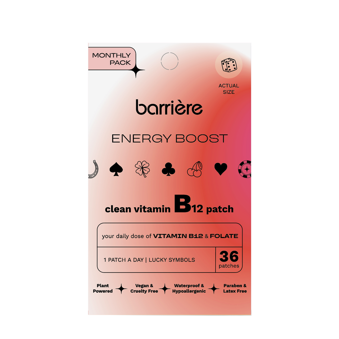 ENERGY BOOST Vitamin B12 Patch 36pk - Lucky Symbols - Limited Edition