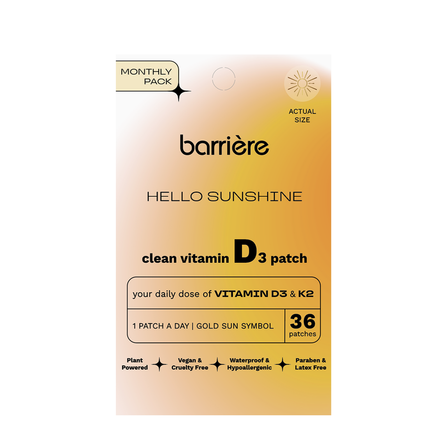 HELLO SUNSHINE Vitamin D3 Patch 36pk - Gold Sun