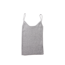 Load image into Gallery viewer, SOLANA SLEEK SPAGHETTI CASHMERE TOP IN HEALTHER GREY
