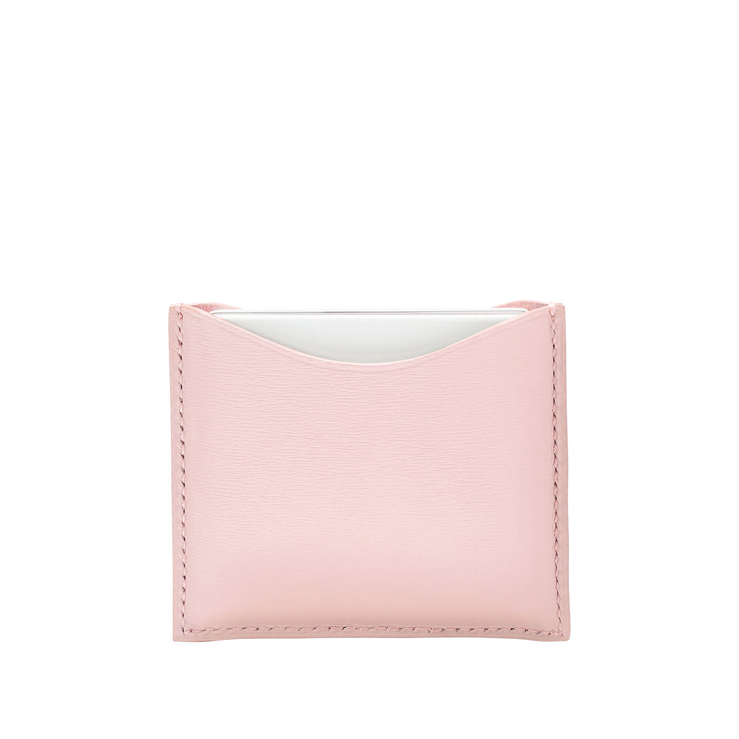 Refillable Pink fine leather powder case