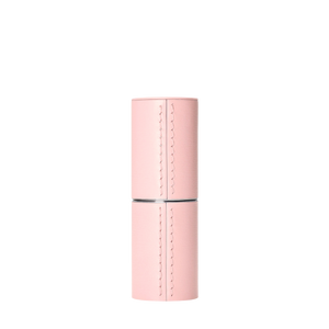 Refillable Pink fine leather lipstick case