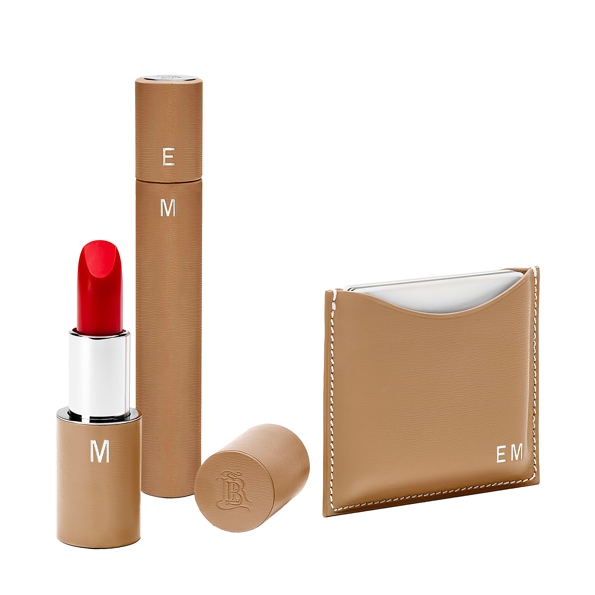 Refillable Camel fine leather lipstick case – Muse & Heroine
