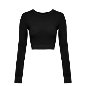 Women Soft Ribbed Cropped Top Black